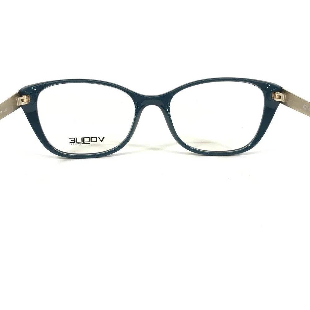 Vogue Eyeglasses Frames VO5190 2463 Blue Gold White Cat Eye Floral 52-17-140